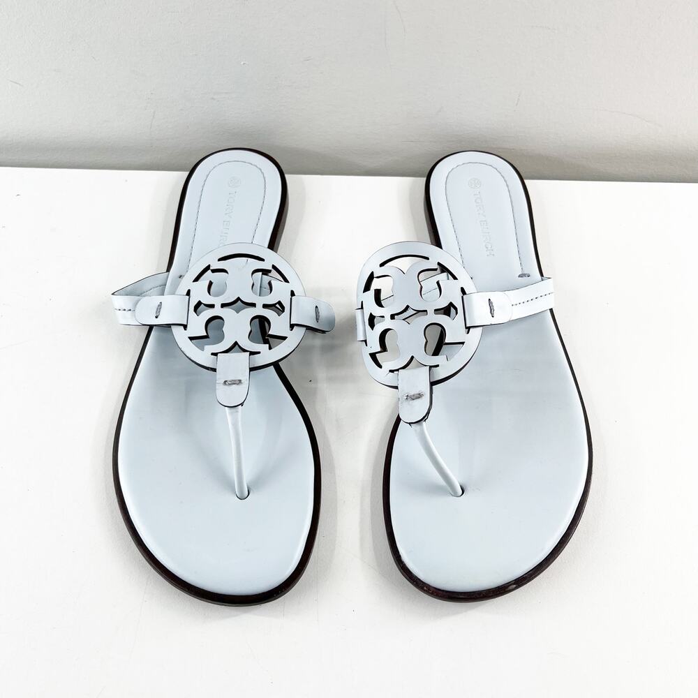 Tory Burch Miller Welt Thong Leather Sandals Pastel Blue 8.5 - Picture 8 of 8